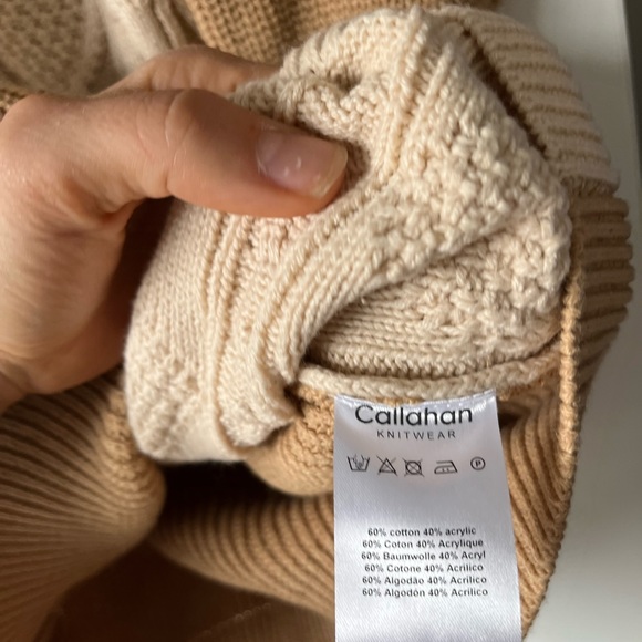 NWT Callahan Tess Turtleneck Color Block Nude Comfy Layering Cable Knit Dress - Picture 4 of 8